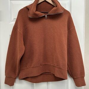Calia Cozy Rust Brown Quarter Zip Sweater Small